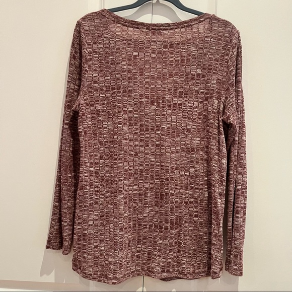 Burgundy melange henley top - Picture 7 of 8